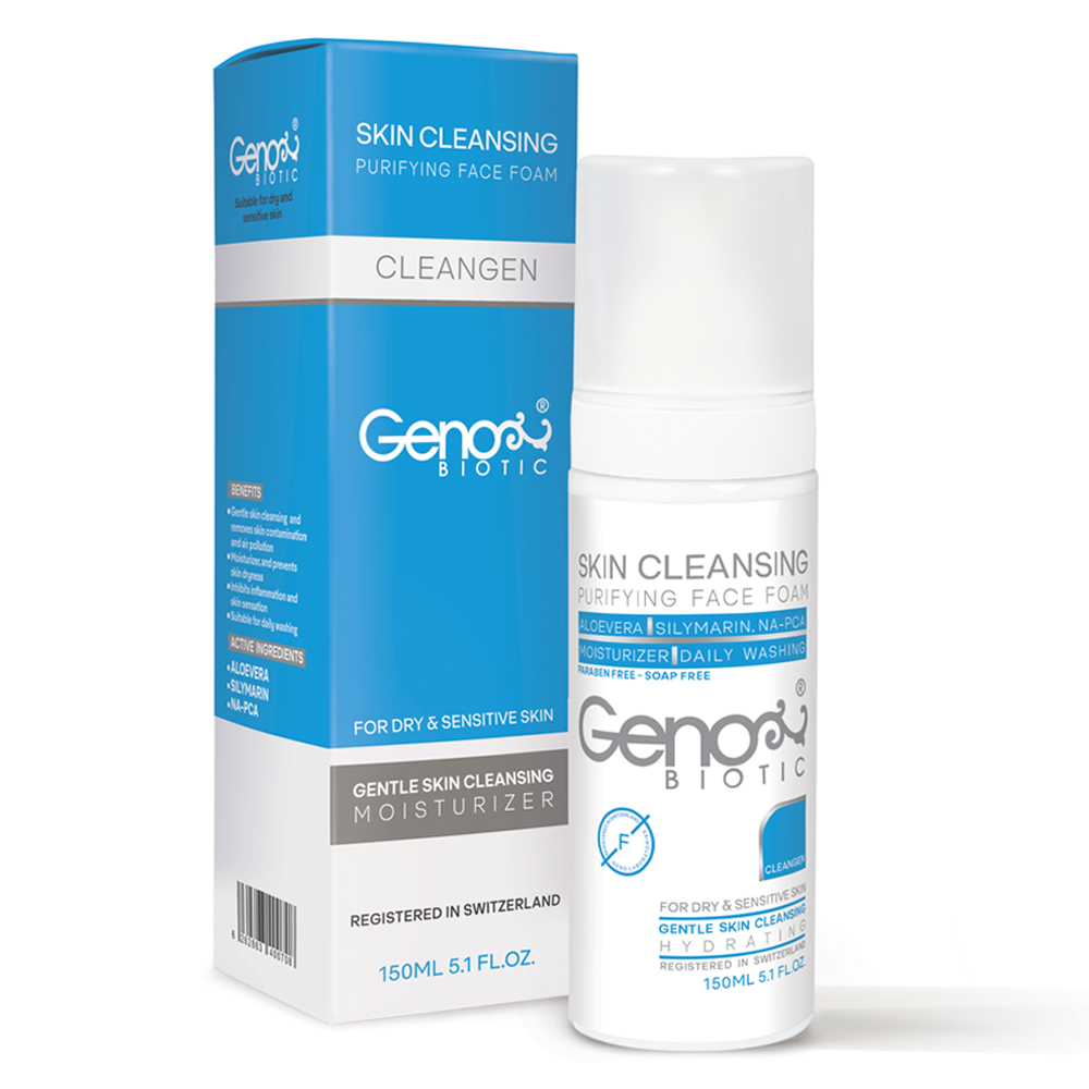 فوم شستشو صورت ژنوبایتک (مناسب پوست خشک و حساس )GENTLE SKIN CLEANSING MOISTURIZER GENO BIOTIC