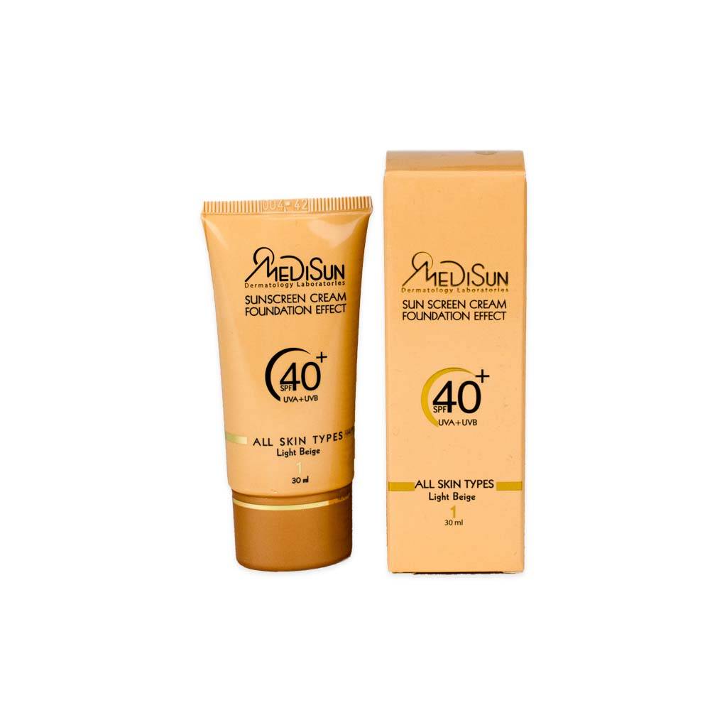 کرم ضد آفتاب SPF40 بژ روشن مدیسان SUN SCREEN CREAM FOUNDATION EFFECT LIGHT BEIGE MEDISUN