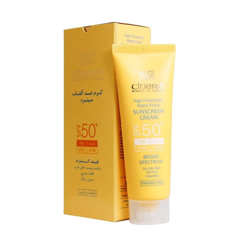 کرم ضد آفتاب SPF 50 بدون رنگ سینره CINERE HIGH PROTECTION MATTE FINISH SUNSCREEN CREAM