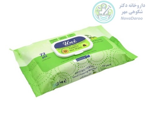 دستمال مرطوب و پاک کننده دست آنتی باکتریال 72 برگی یونی لد